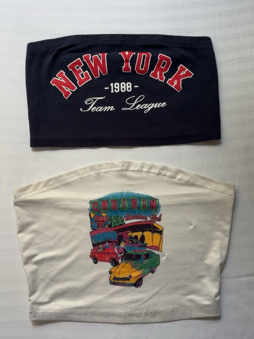 New York Navy & Cream Kids Tube Tops - Team League & Cruisin' Graphic